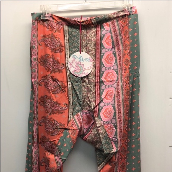 Z&L Paisley Light Weight Pink Harem Pants Size S L - Picture 4 of 10